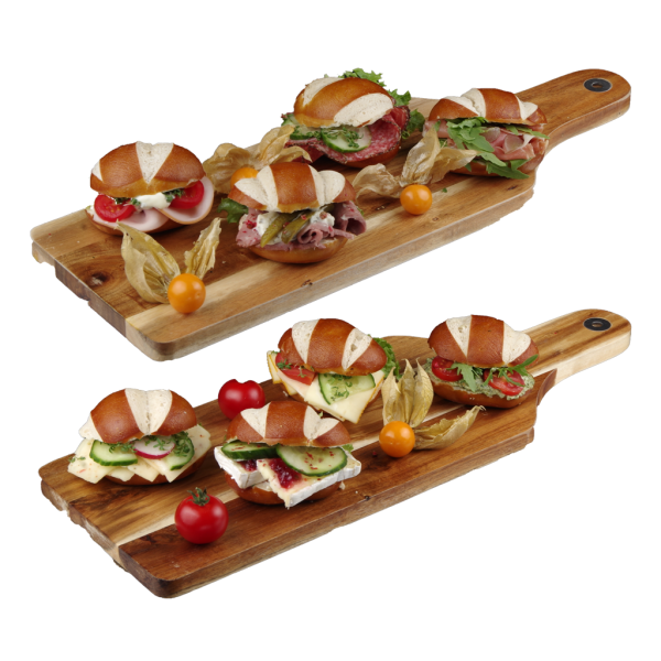 Kleine Laugenbrötchen gemischt belegt
