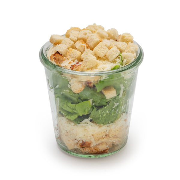 Caesar's Salat mit Huhn im Weckglas