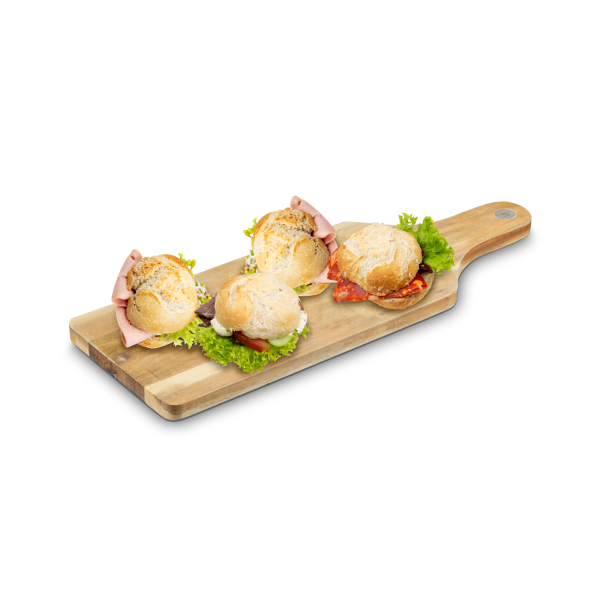 Glutenfreie Brötchen mit Fleisch belegt