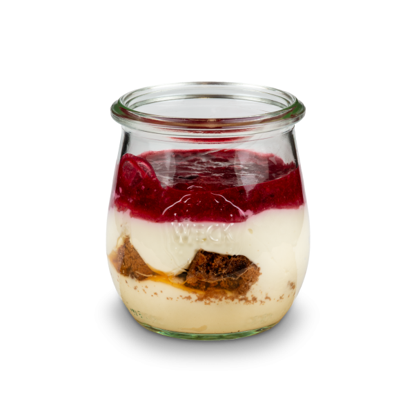 Geschichtete Quarkspeise + Beerenpürre