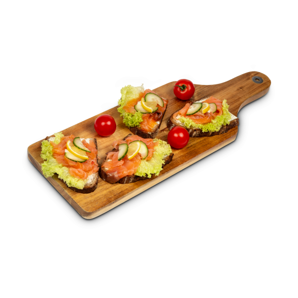 Bauernbrot mit Lachs belegt (werden noch halbiert)