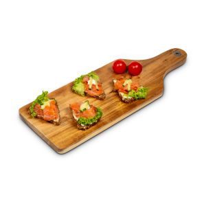 Canapes mit Lachs belegt (Bio-Brot)