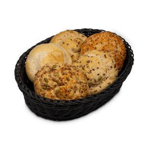 Kleiner Brotkorb mit 5 großen, glutenfreien Brötchen