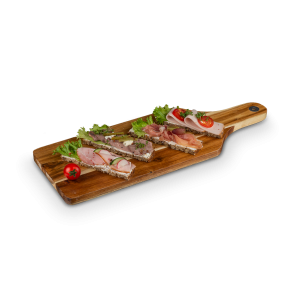 Brot-Sticks mit Fleisch belegt