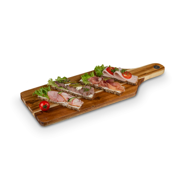 Brot-Sticks mit Fleisch belegt