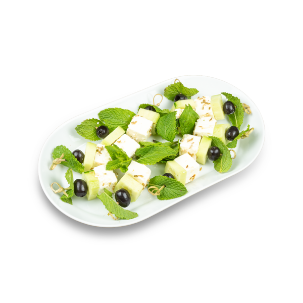 Marinierter Feta-Oliven-Gurken-Spieß