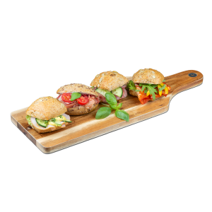 Kleine Brötchen mit Fleisch belegt